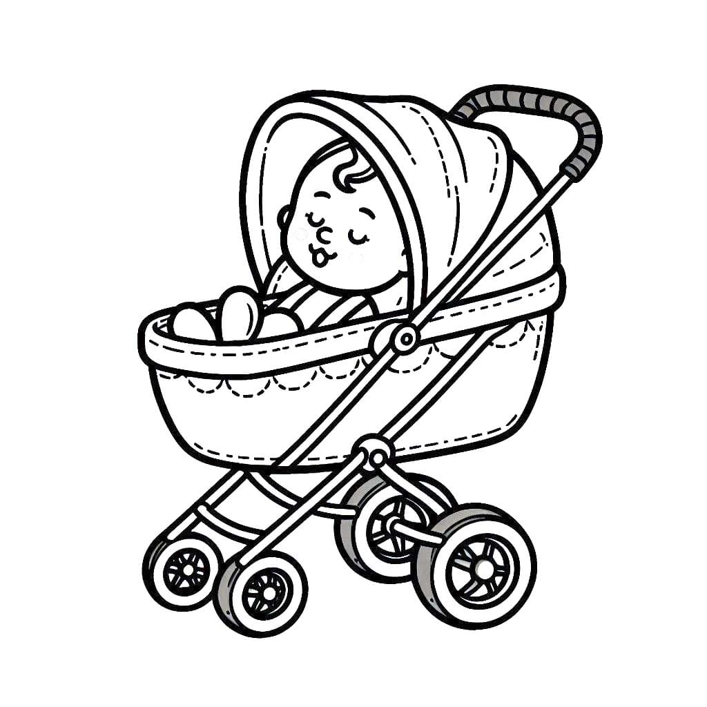 Nakreslete Kočárek snadný tisknutelné omalovánka