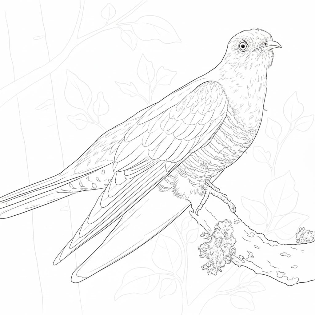 Nakreslete Kukačka k vytisknutí zdarma omalovánka