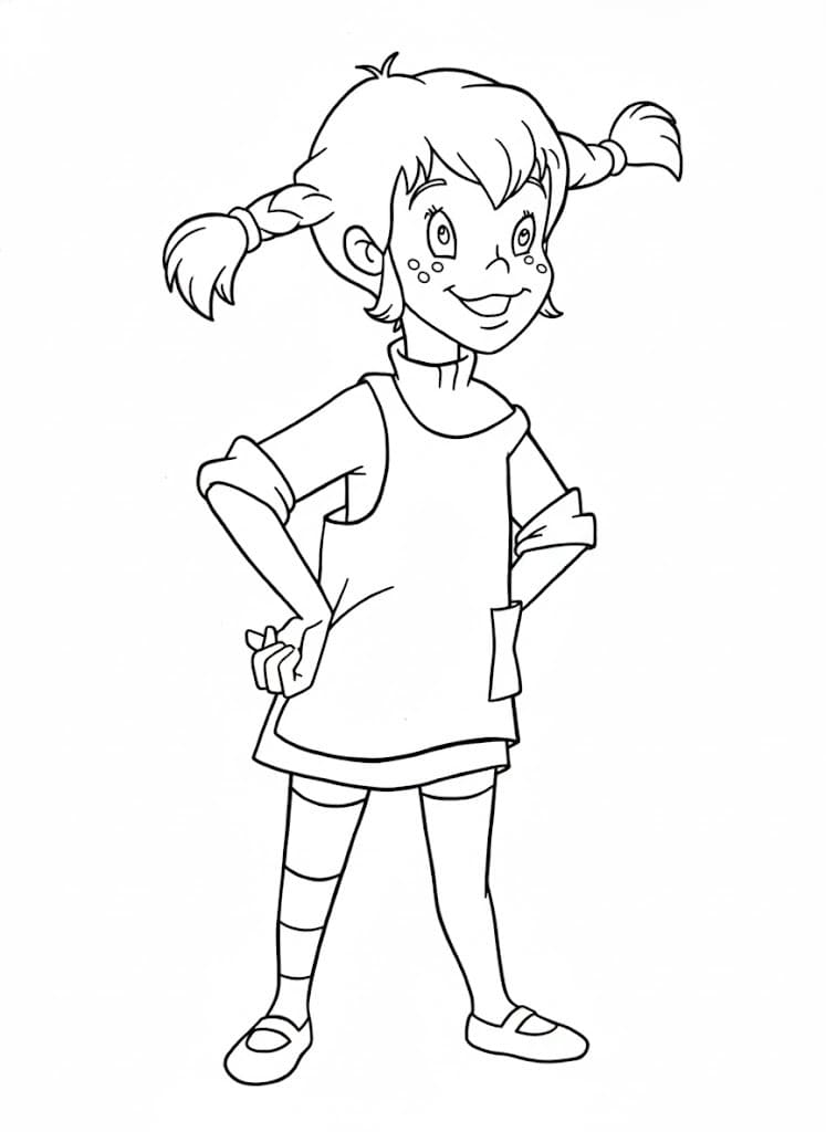 Nakreslete Pipi Dlouhá Punčocha k vytisknutí zdarma omalovánka