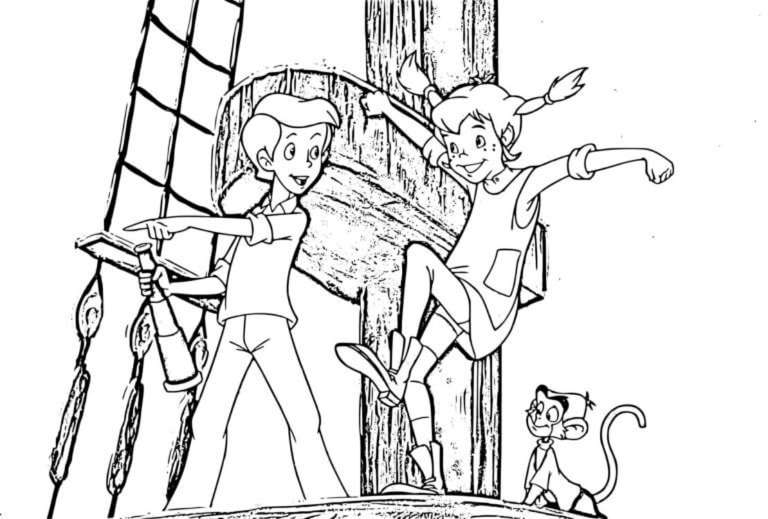 Nakreslete Pipi Dlouhá Punčocha pro děti omalovánka