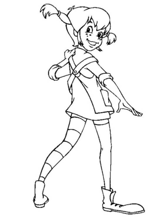 Nakreslete Pipi Dlouhá Punčocha snadný u dětí omalovánka