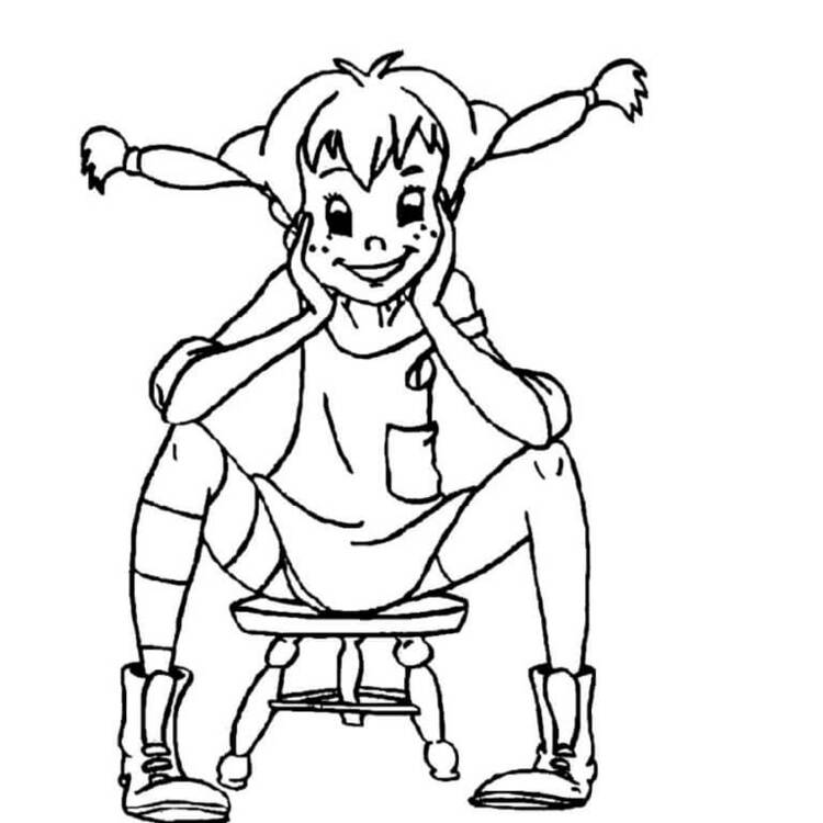 Nakreslete Pipi Dlouhá Punčocha tisknutelné pro děti omalovánka