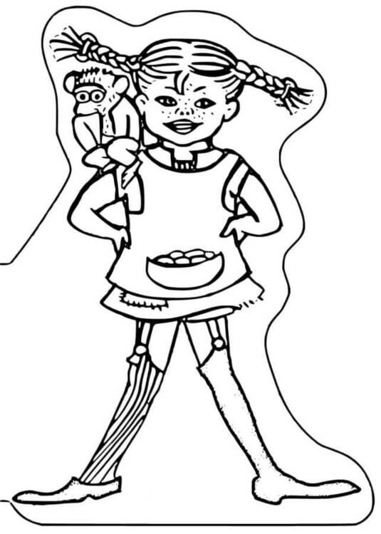 Nakreslete Pipi Dlouhá Punčocha u dětí omalovánka