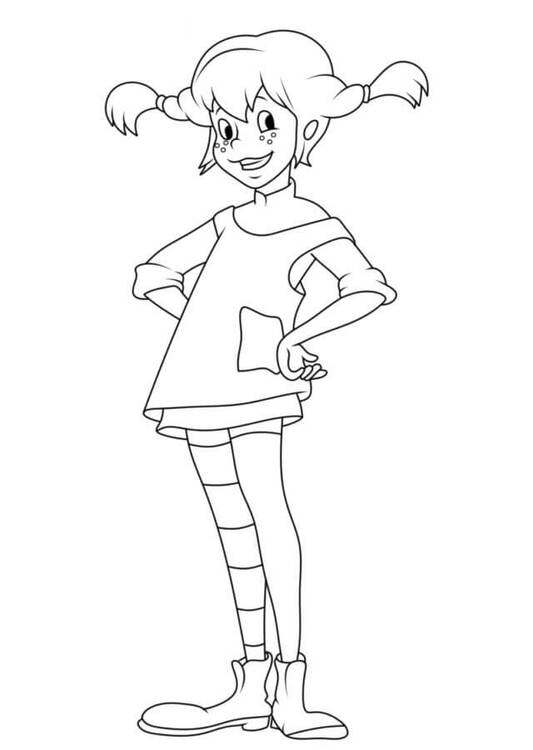 Nakreslete Pipi Dlouhá Punčocha zdarma pro děti omalovánka