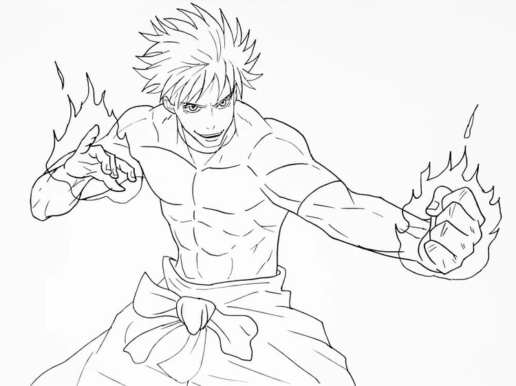 Nakreslete Satoru Gojo k vytisknutí omalovánka