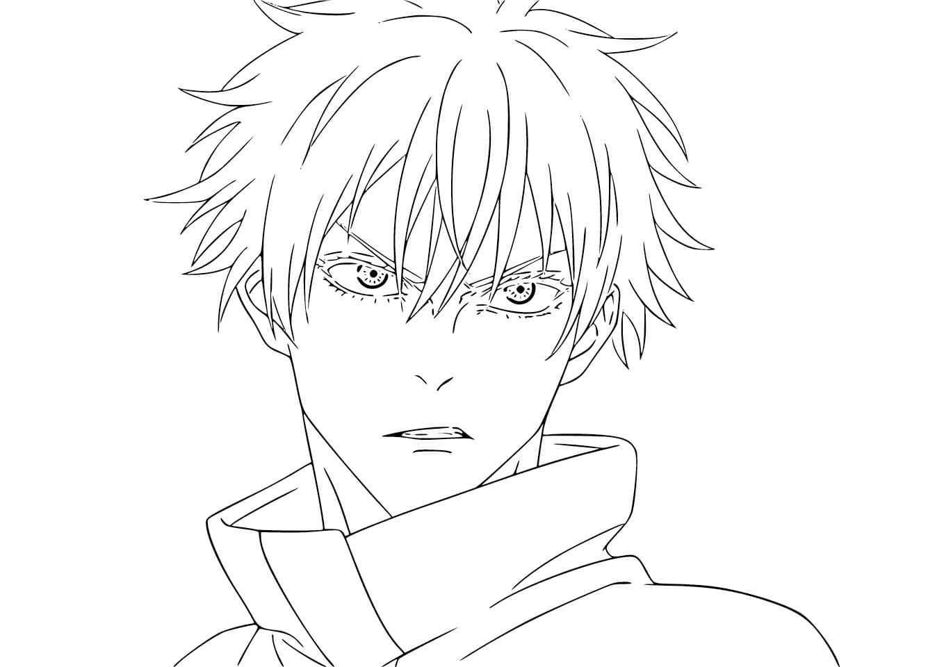 Nakreslete Satoru Gojo prostý tisknutelné omalovánka