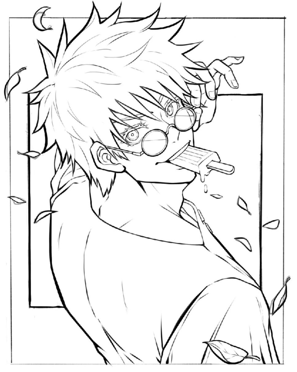 Nakreslete Satoru Gojo základní omalovánka