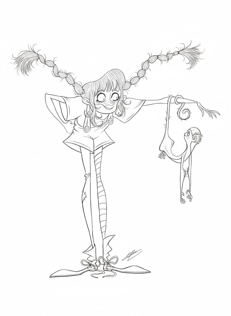 Pipi Dlouhá Punčocha 8 omalovánka