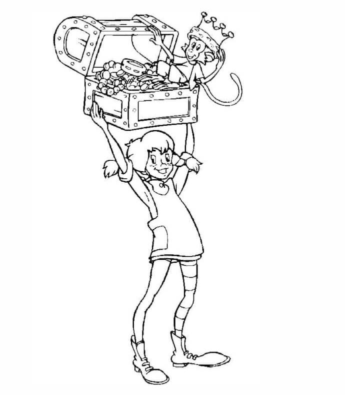 Pipi Dlouhá Punčocha pro děti omalovánka