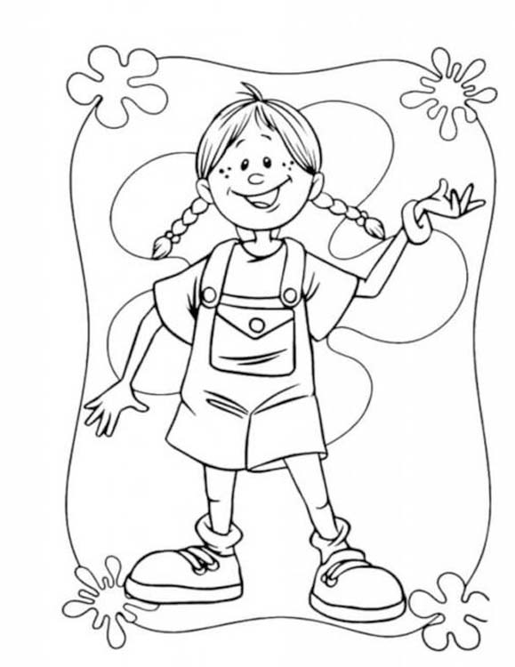 Pipi Dlouhá Punčocha prostý u dětí omalovánka