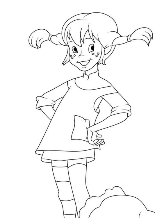 Pipi Dlouhá Punčocha snadný u dětí omalovánka