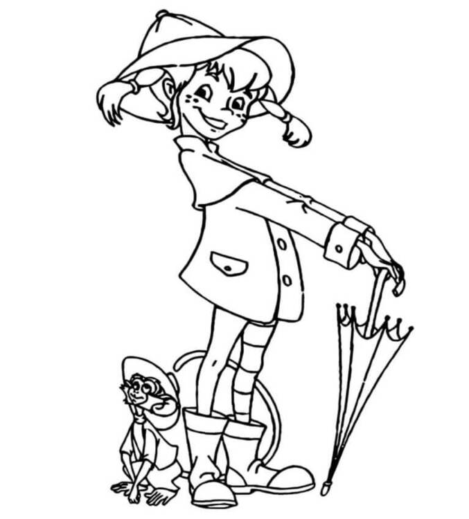 Pipi Dlouhá Punčocha základní tisknutelné omalovánka