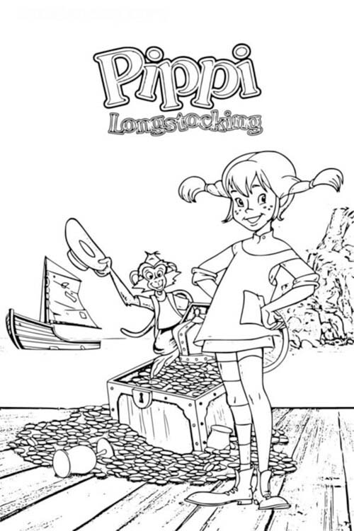 Pipi Dlouhá Punčocha zdarma pro děti omalovánka