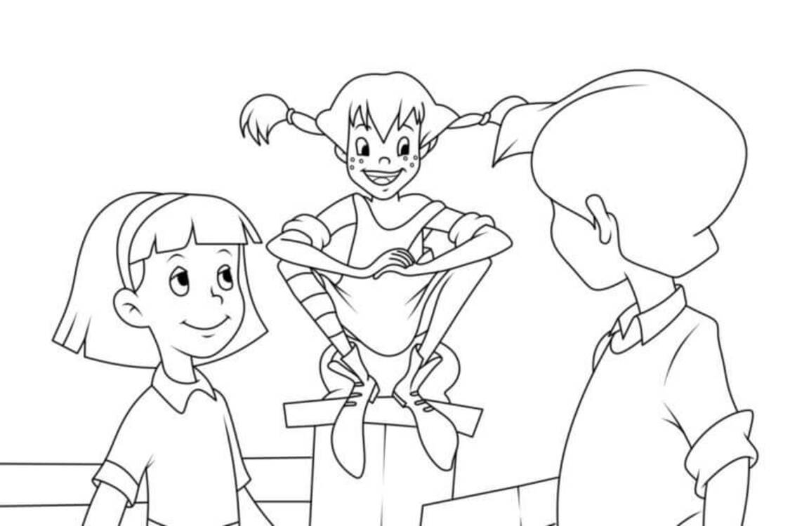 Pipi Dlouhá Punčocha zdarma snadný tisknutelné omalovánka