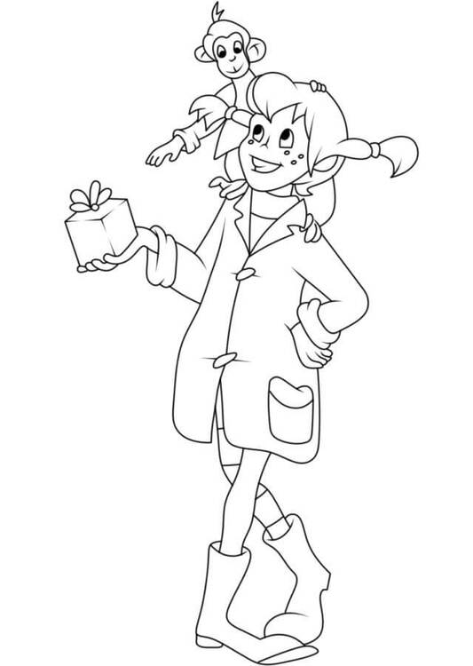 Pipi Dlouhá Punčocha zdarma snadný omalovánka