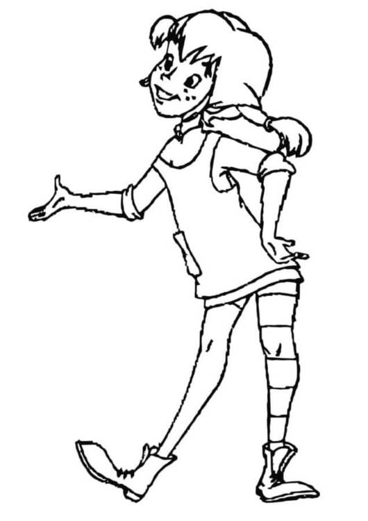 Pipi Dlouhá Punčocha zdarma tisknutelné pro děti omalovánka
