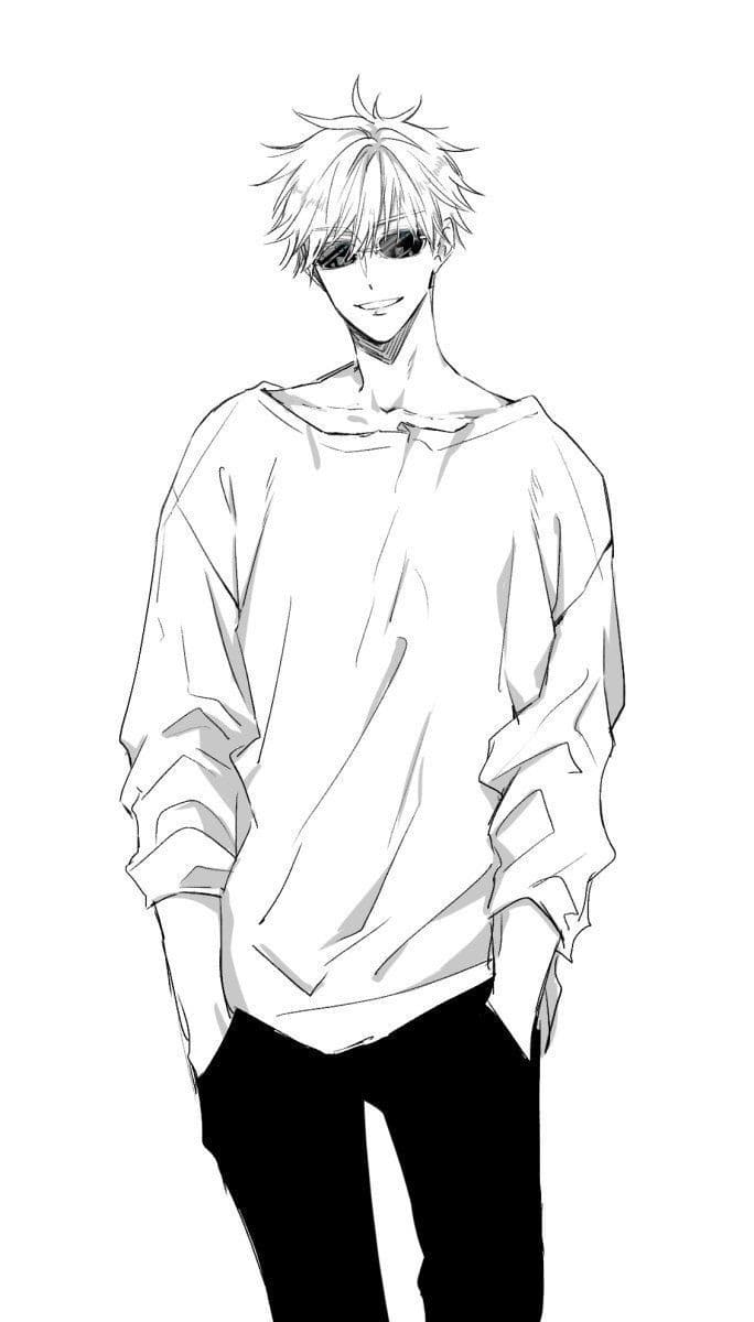 Satoru Gojo snadný tisknutelné omalovánka