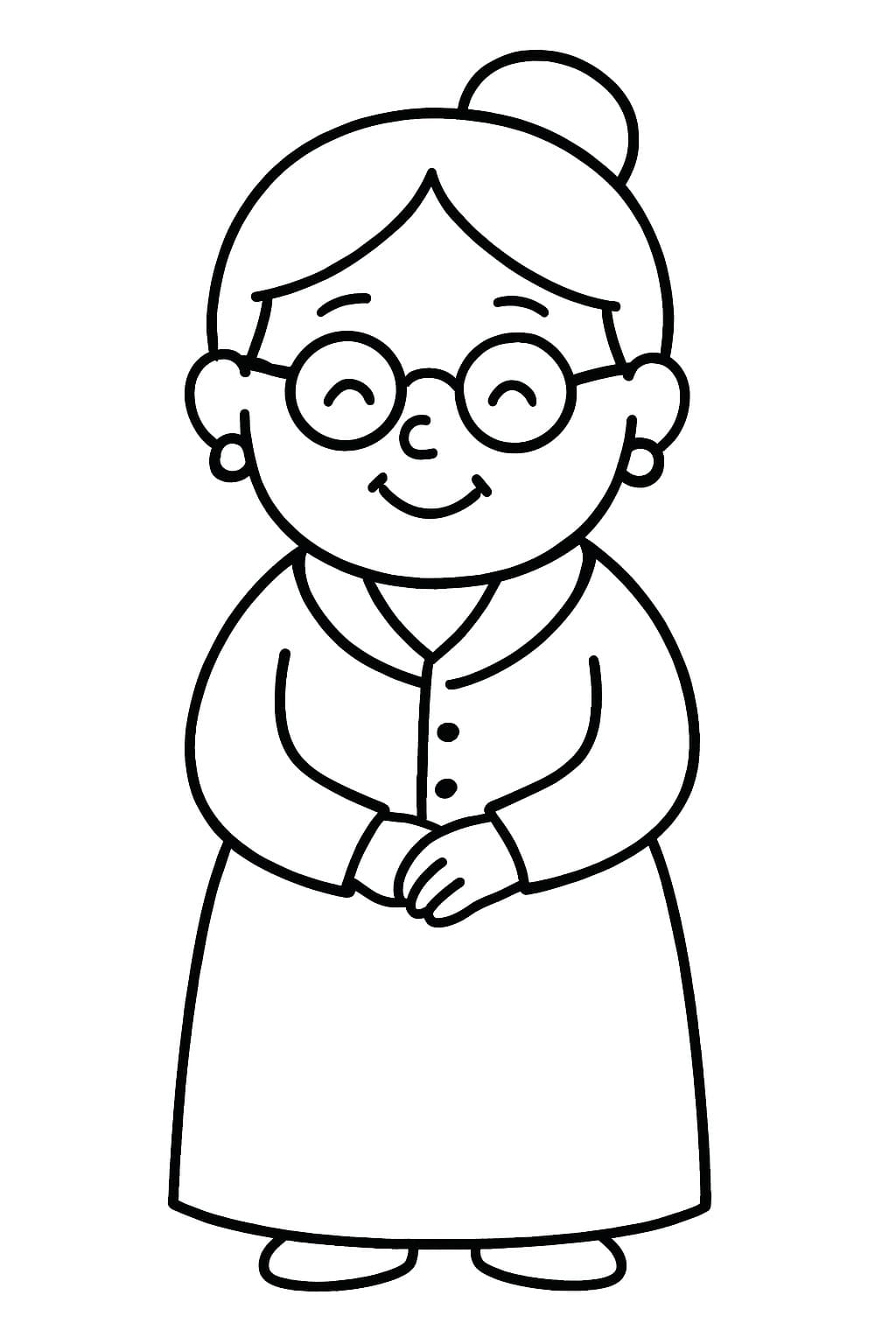 Babička k vytisknutí zdarma omalovánka