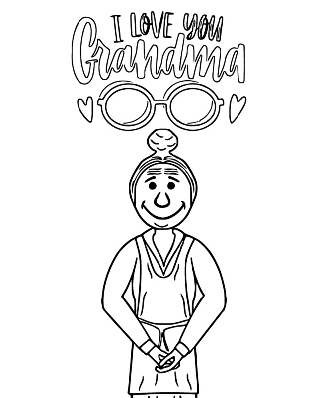 Babička základní tisknutelné omalovánka