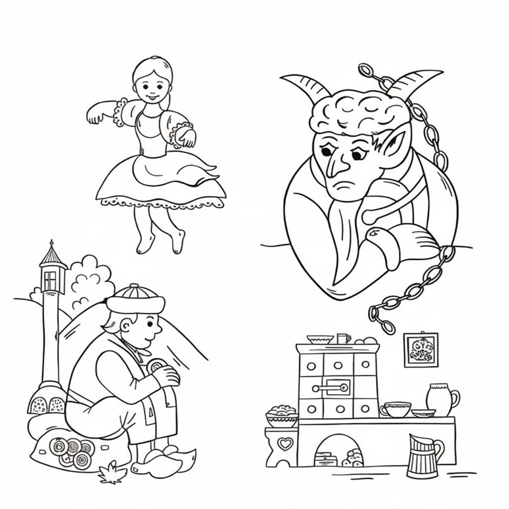 Čert a Káča zdarma tisknutelné pro děti omalovánka