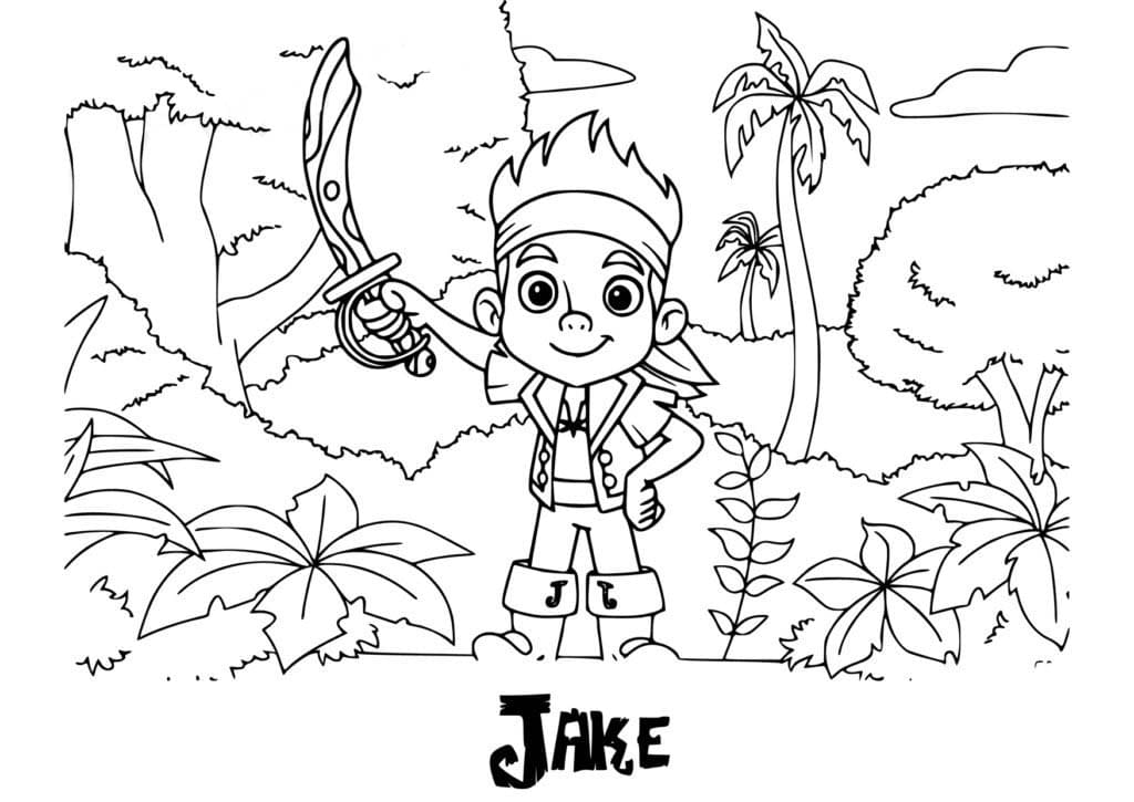 Jake a Piráti snadný tisknutelné omalovánka