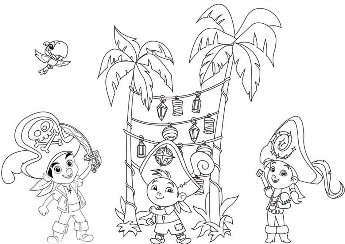 Jake a Piráti tisknutelné pro děti omalovánka