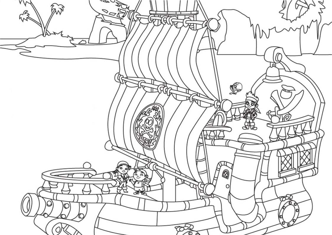 Jake a Piráti zdarma prostý omalovánka