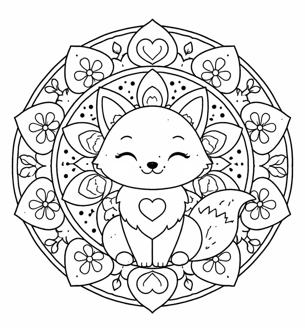 Liška Zvířata Mandaly omalovánka