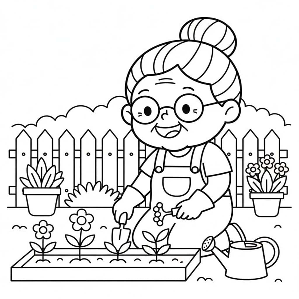 Nakreslete Babička k vytisknutí omalovánka