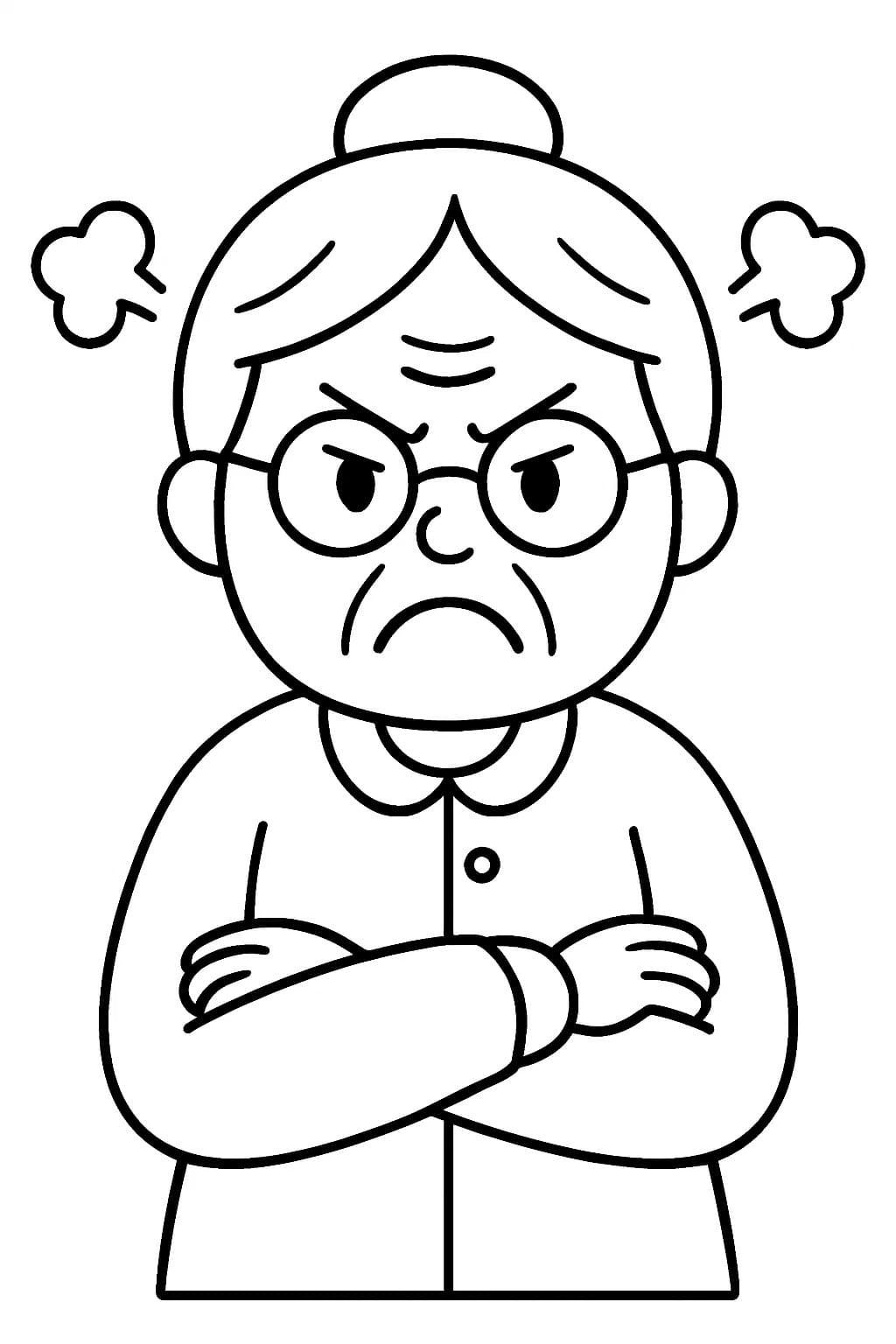 Nakreslete Babička prostý tisknutelné omalovánka