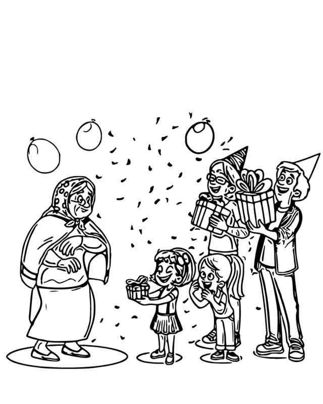 Nakreslete Babička prostý omalovánka