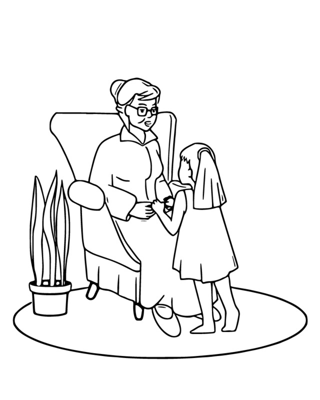 Nakreslete Babička tisknutelné omalovánka