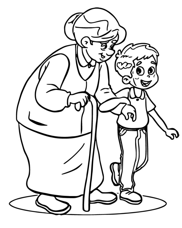 Nakreslete Babička zdarma pro děti omalovánka