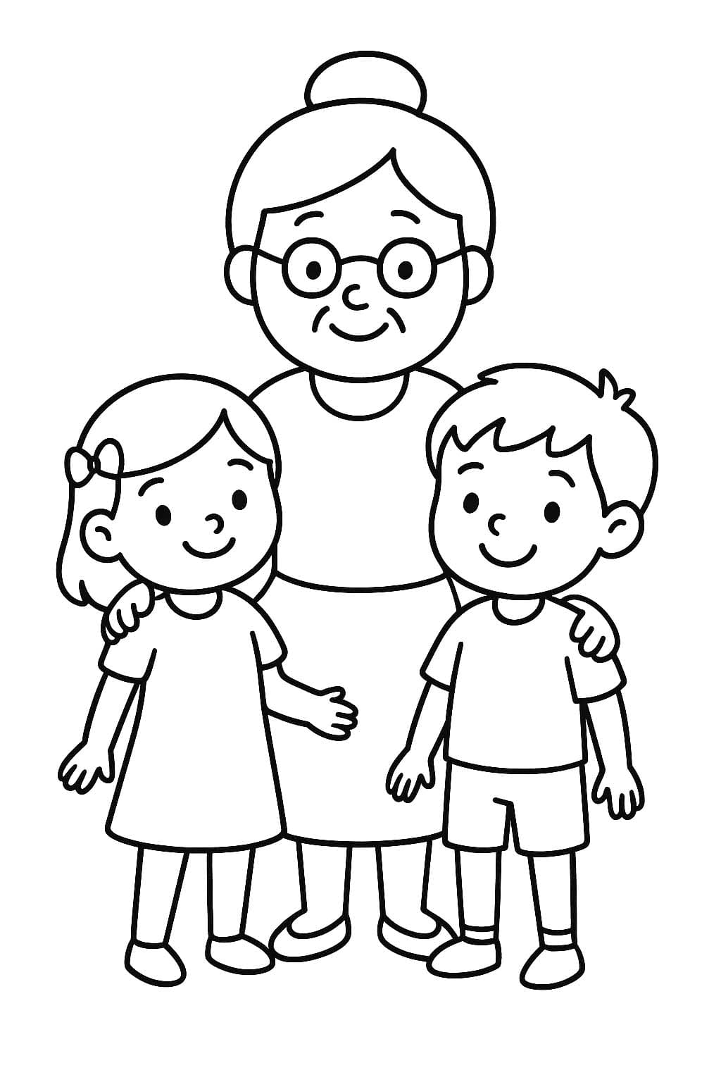 Nakreslete Babička zdarma prostý omalovánka