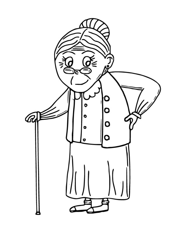 Nakreslete Babička zdarma základní omalovánka