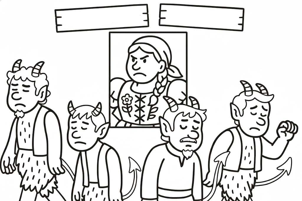 Nakreslete Čert a Káča tisknutelné omalovánka