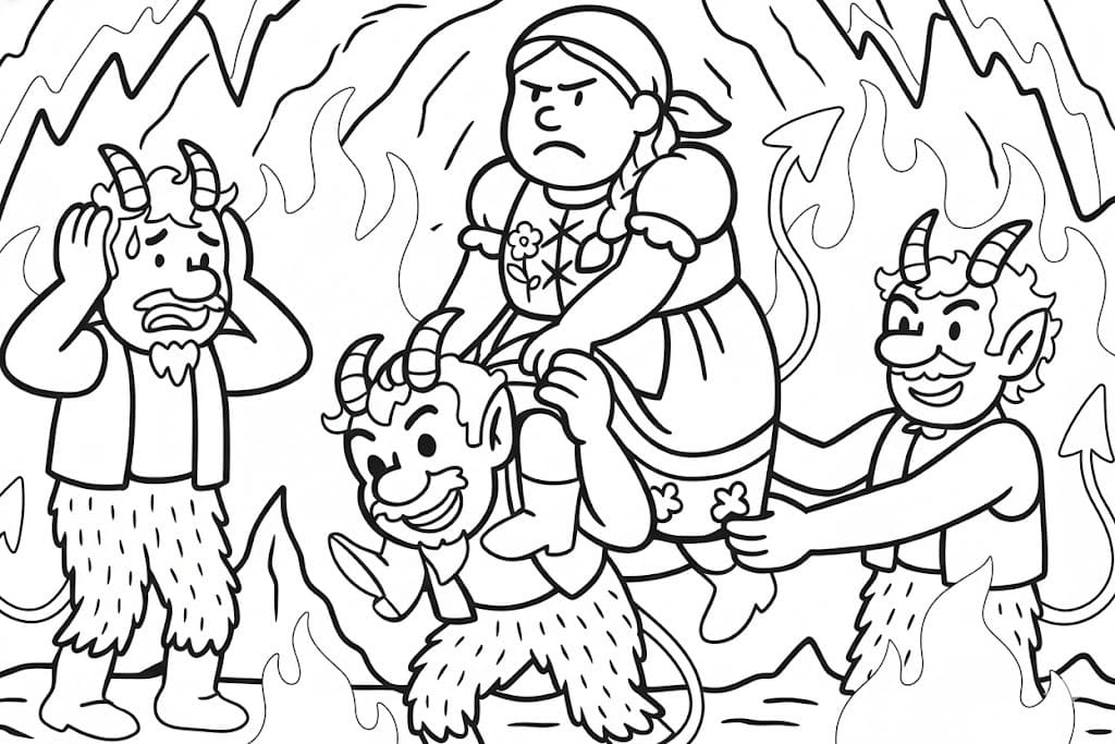 Nakreslete Čert a Káča u dětí omalovánka