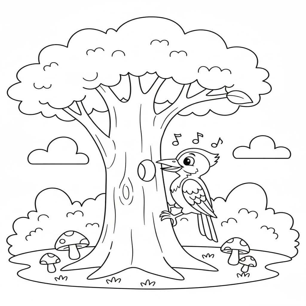 Nakreslete Datel k vytisknutí zdarma omalovánka