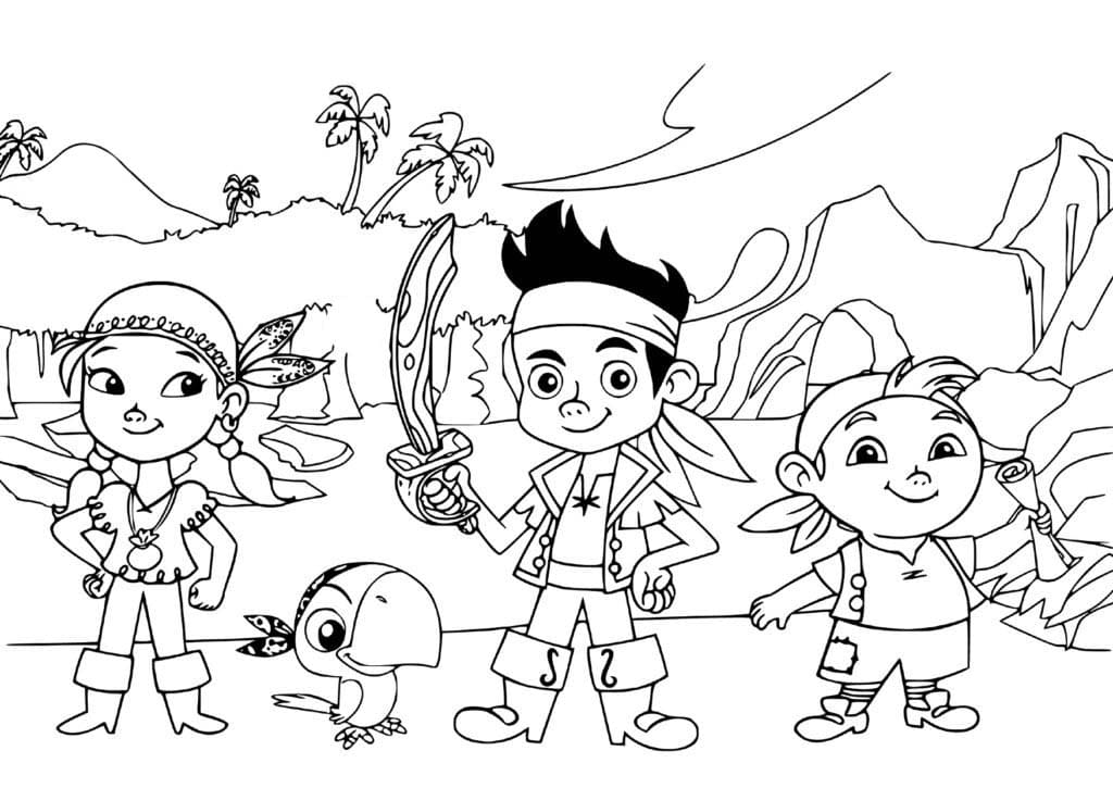 Nakreslete Jake a Piráti k vytisknutí omalovánka