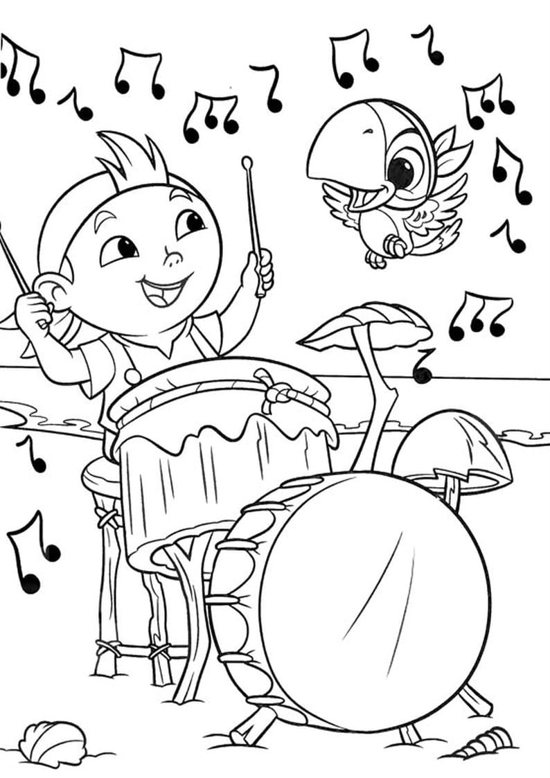 Nakreslete Jake a Piráti tisknutelné pro děti omalovánka