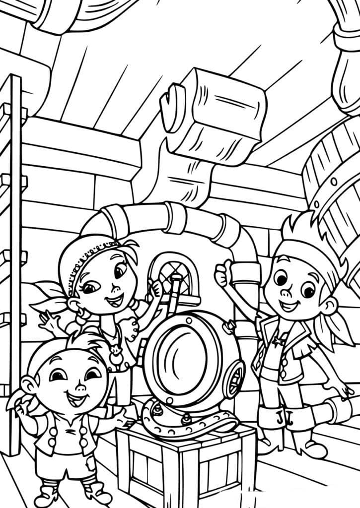 Nakreslete Jake a Piráti zdarma snadný tisknutelné omalovánka