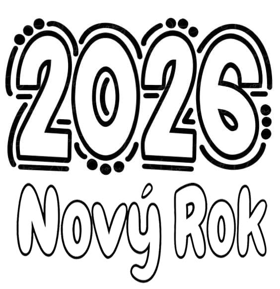 Nakreslete Nový Rok 2026 prostý u dětí omalovánka