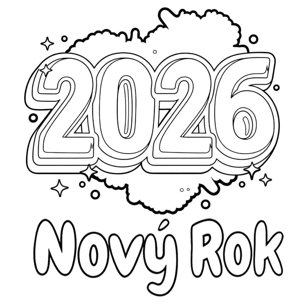 Nakreslete Nový Rok 2026 prostý omalovánka