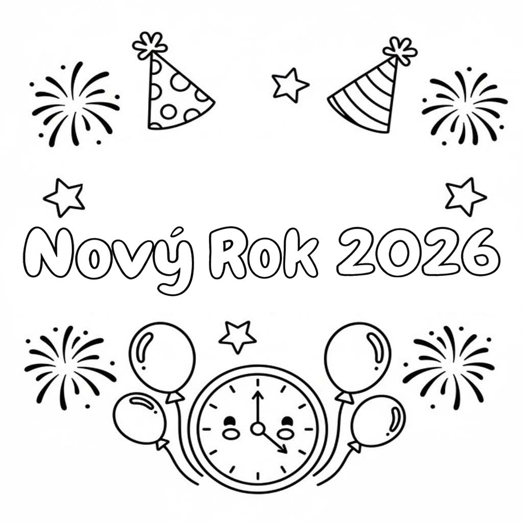 Nakreslete Nový Rok 2026 snadný omalovánka