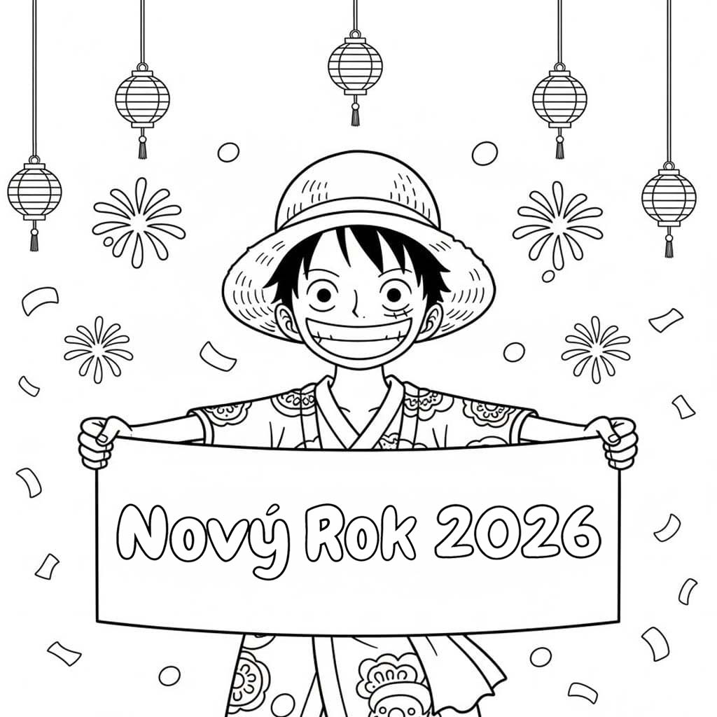 Nakreslete Nový Rok 2026 tisknutelné pro děti omalovánka