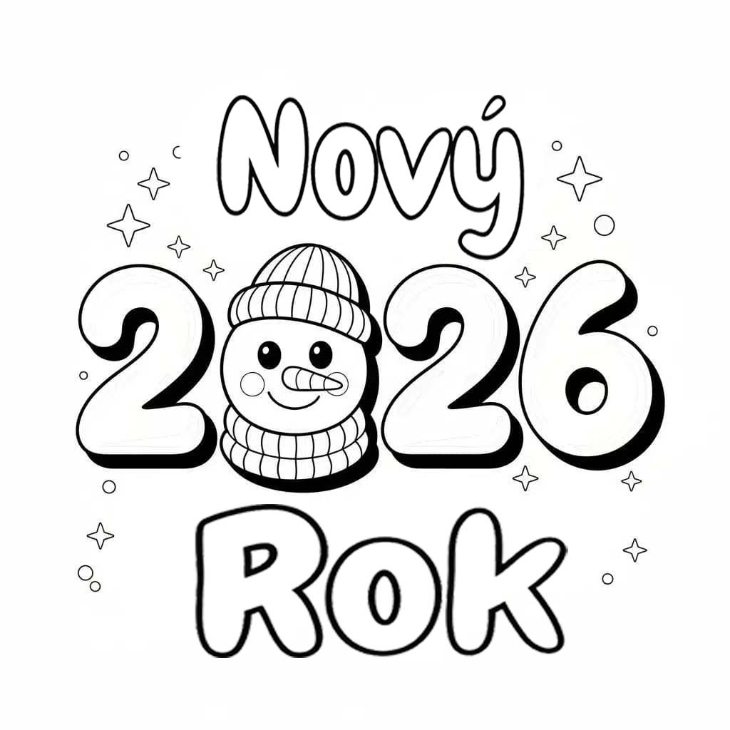Nakreslete Nový Rok 2026 u dětí omalovánka