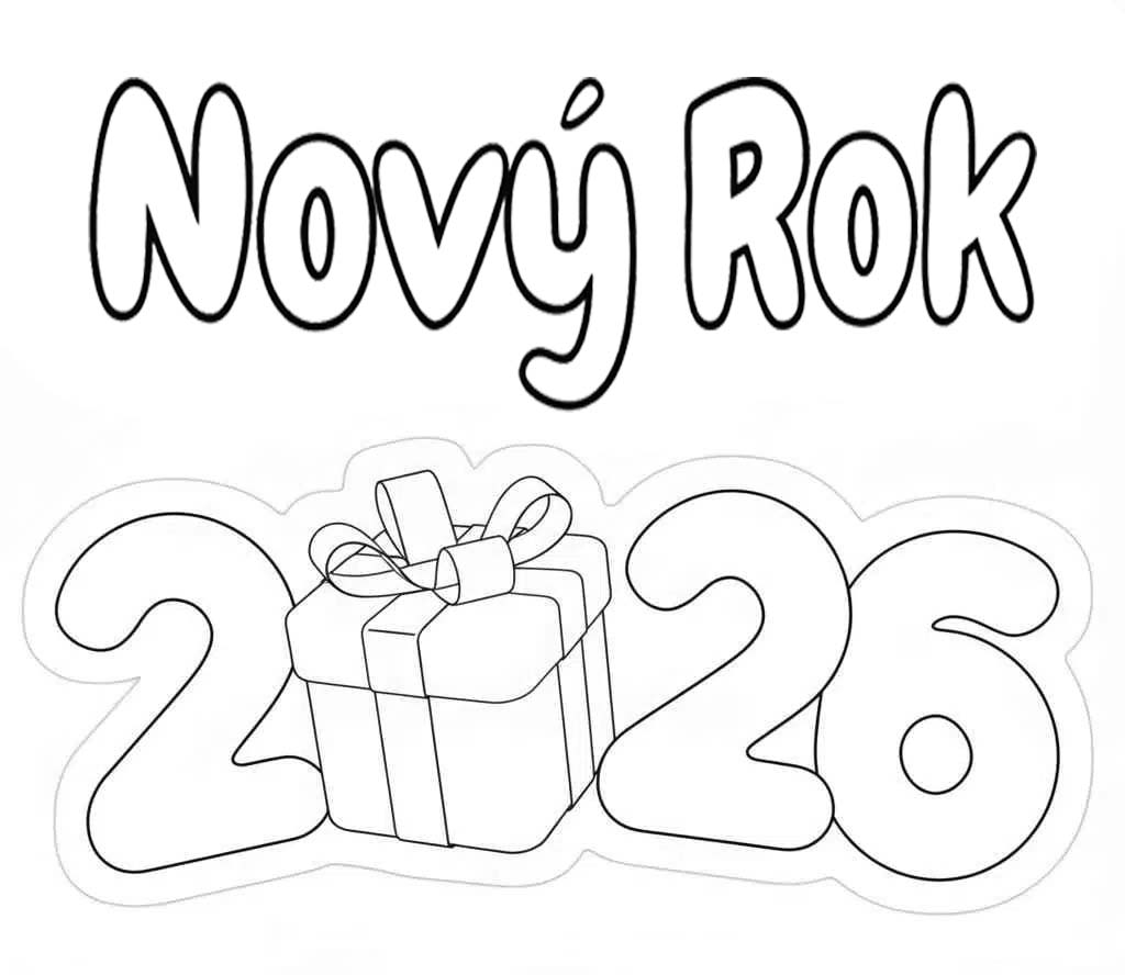 Nakreslete Nový Rok 2026 základní u dětí omalovánka