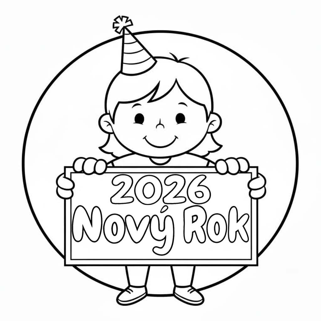 Nakreslete Nový Rok 2026 zdarma snadný omalovánka