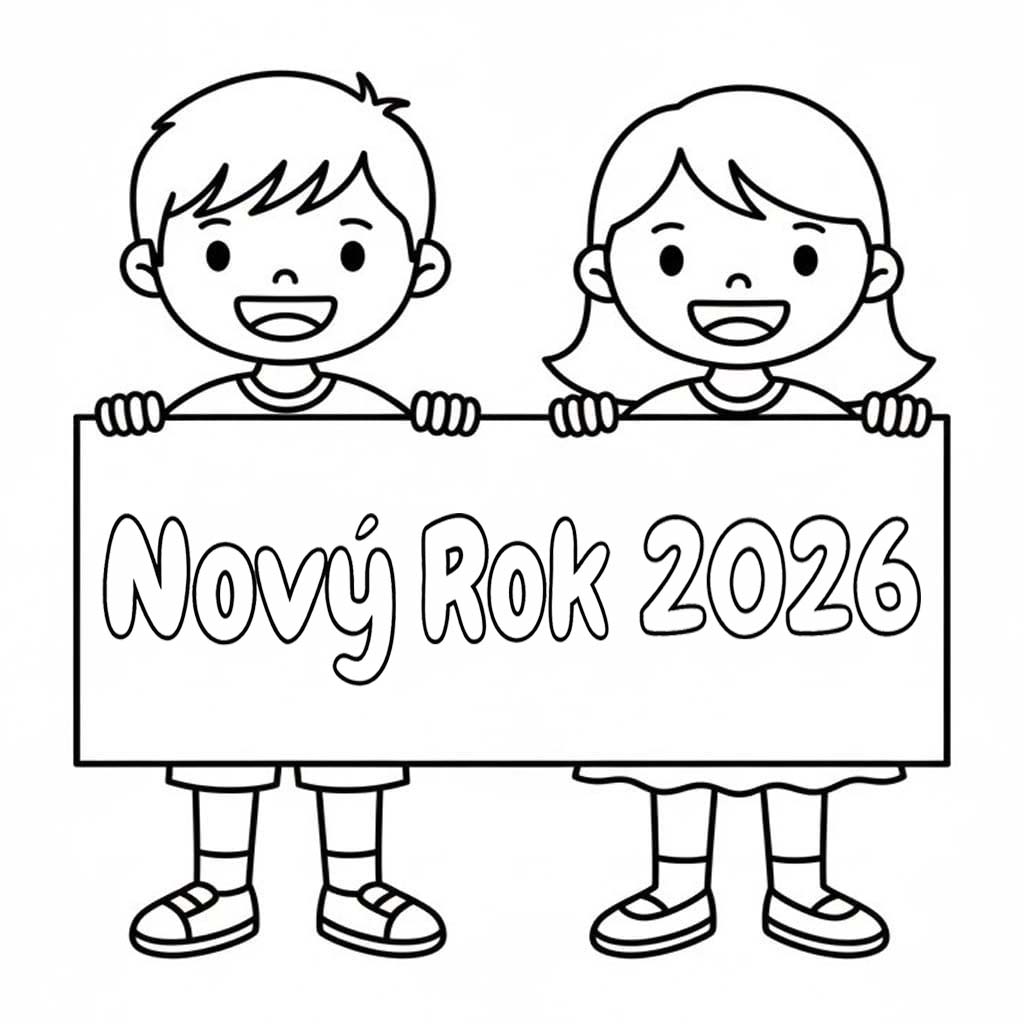 Nakreslete Nový Rok 2026 zdarma tisknutelné pro děti omalovánka