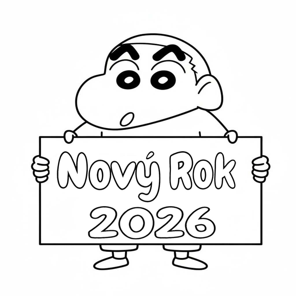 Nakreslete Nový Rok 2026 zdarma základní omalovánka